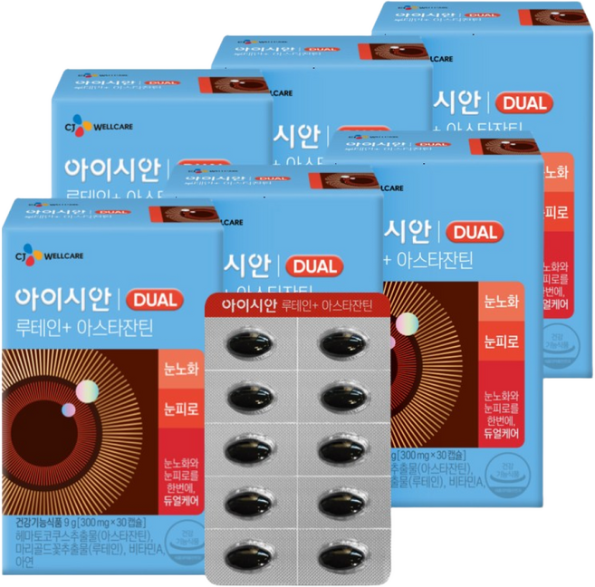 CJ웰케어 아이시안 루테인 아스타잔틴 30캡슐, 30정, 6개