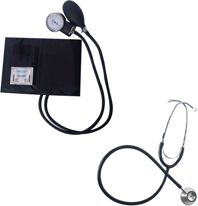 (의료기기) 메디위 수동 메타 아네로이드 혈압계 WEBP-+ 양면청진기 WES-30B 전문가용 실습용, 1세트, 상세 설명 참조