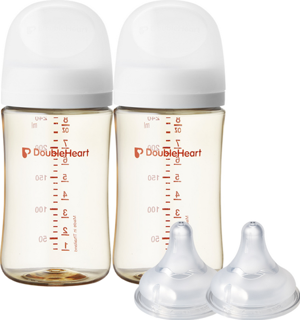 더블하트 모유실감 3세대 PPSU 베이직 트윈팩 240ml+젖꼭지(2입), 3세대 젖꼭지M, 제뉴인화이트, 1개