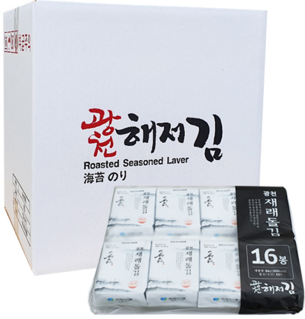 광천해저김 재래돌김16단도시락김(4g)-64봉, 1세트