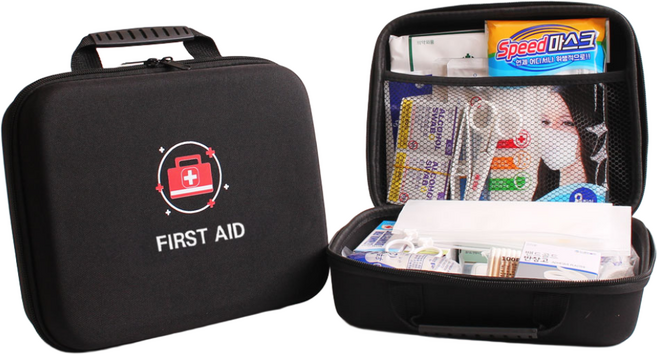 휴대용 구급가방 18종 약품 세트 블랙 구급상자 응급키트, 1개