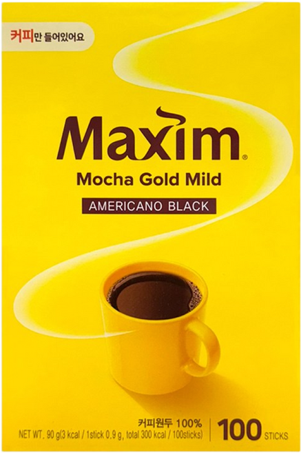 맥심 모카골드 마일드 아메리카노 블랙 100개입 90g, 1