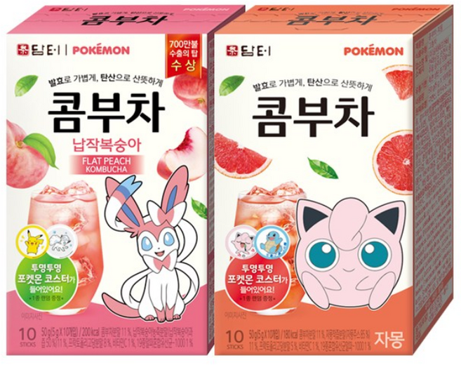 담터 포켓몬 콤부차 20T (납작복숭아 자몽), 1개, 10개입