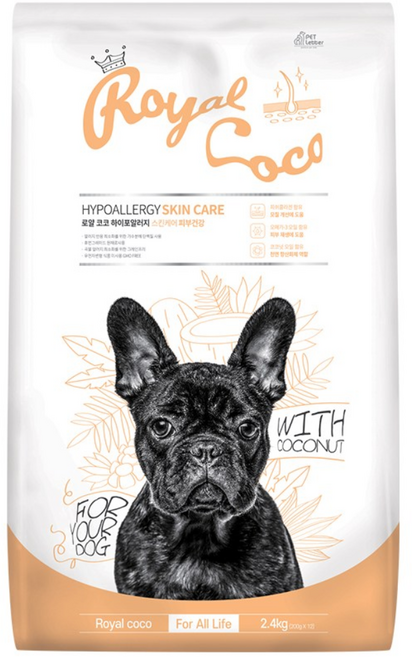 펫레터 강아지 로얄코코 하이포알러지 기능성 사료, 피부/피모, 2.4kg, 1개