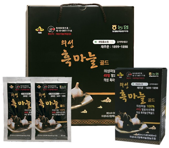 국산 100 % 의성 흑마늘 골드 진액 흑마늘즙 선물세트 특허받은 발효흑마늘, 1박스, 80ml
