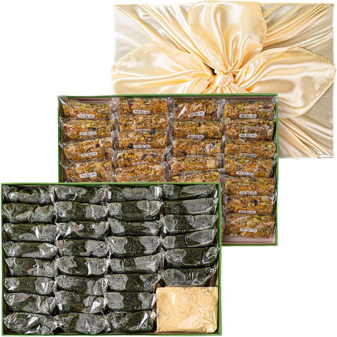 떡함지 쑥인절미 55개 + 유자견과바 50개 세트, 쑥인절미55개+견과바50개+(각)보자기포장