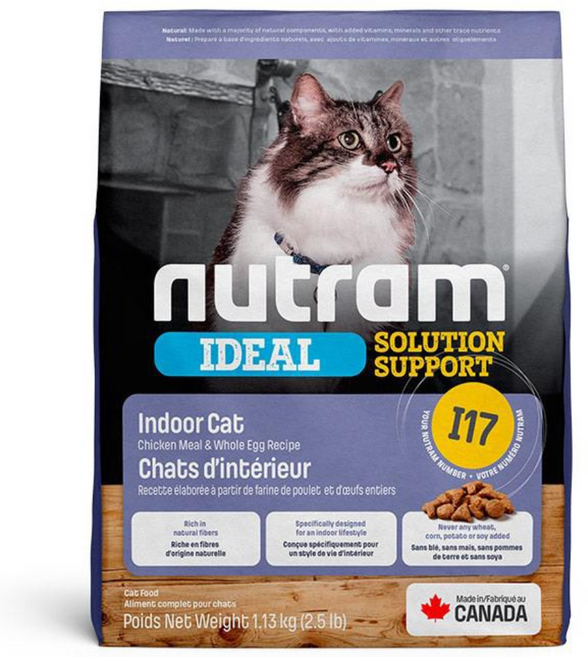 Nutram 紐頓 I17 室內貓 雞肉燕麥配方 1.13kg, 1個, 雞肉+燕麥