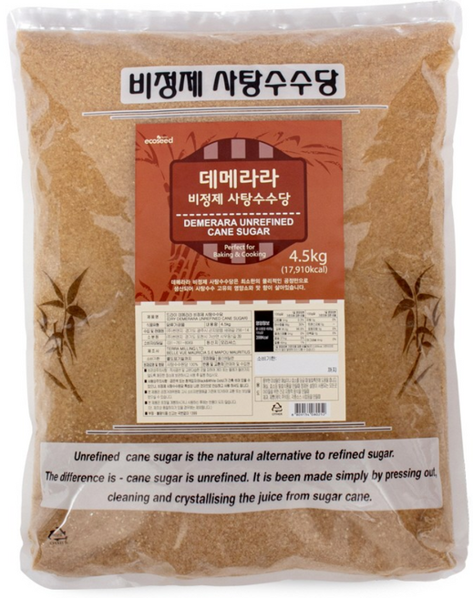 모리셔스 데메라라 사탕수수당 비정제원당 에코씨드 썬앤지 사탕수수당, 4.5kg, 1개