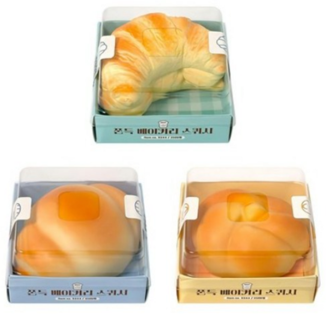 말랑쫀득 베이커리 스퀴시, 리얼빵모양(3종), 3개