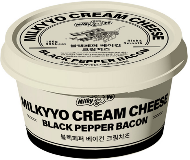 밀키요[고단백 고치즈함량 저칼로리]프리미엄크림치즈 100g 블랙페퍼베이컨 2개입, 2개