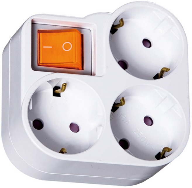 디데이마트 대기전력 차단 T형 사각3구 멀티 콘센트 안전 사각3구 절전 스위치달린 멀티탭 콘센트 돼지코 T자형콘센트 전기절약 티자형, 사각3구 절전 멀티 콘센트, 1개