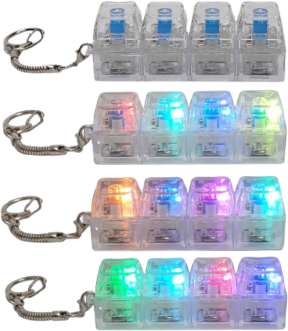 두두타운 4구 LED 키캡 키링, 1개, 투명