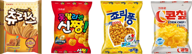 크라운 스낵4종(못말리는 신짱73g + 죠리퐁 74g + 츄러스 84g + 콘칲 70g), 1개, 301g