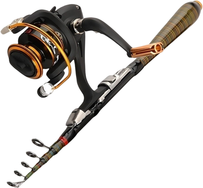 초경량 신축형 루어대 풀세트 휴대용 해수/담수 겸용 카본핸들 낚싯대 세트, 검은색