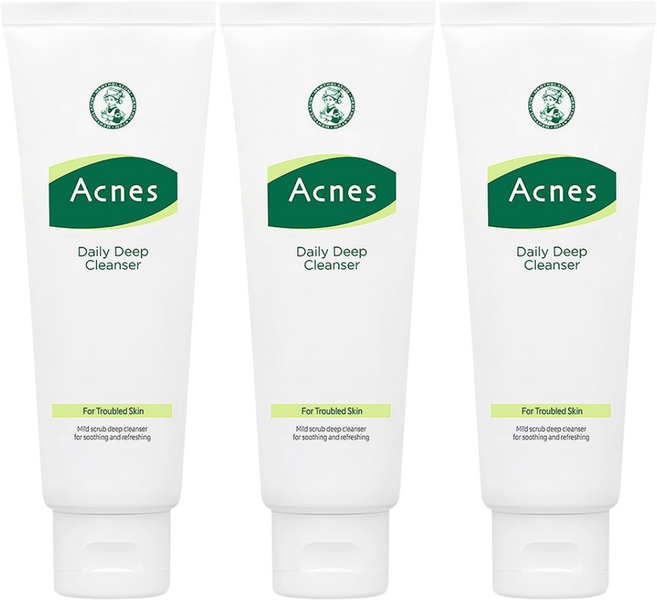 아크네스 데일리 딥클렌저 100g 각질 관리 모공 케어 피부 노폐물 클렌징 폼, 3개