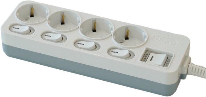 펄스일렉트로닉스 LED램프 개별스위치 국산 멀티탭 4구 AC250V~ 16A 과부하차단, 1.5m, 1개, 백색