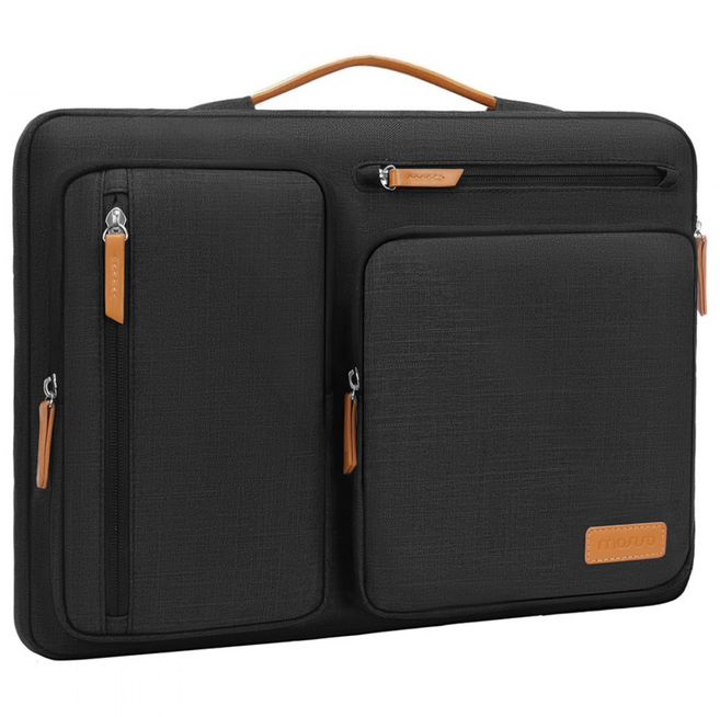 MOSISO 360도 보호 노트북 슬리브 4개의 지퍼 포켓과 핸들이 있는 측면 개방형 휴대용 케이스 MacBook HP Dell Acer ASUS용 블랙