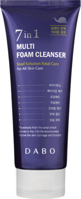 다보 멀티 클렌징 폼 / 7 in 1 멀티 클렌징 / 브라이트닝 메이크업 제거 모공케어 각질케어 선크림 제거 탱탱한 피부 보습 부여, 1개, 180ml