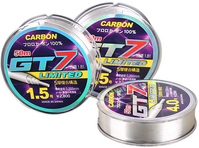 GT7 일본원사 100% 리미티드 카본라인 낚시줄, 투명