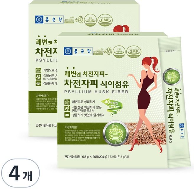 종근당 차전자피 식이섬유 30개입, 204g, 4개