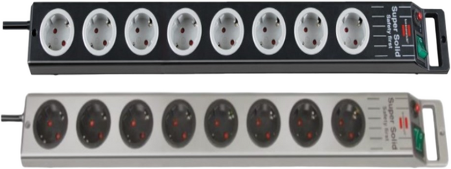 브레넨스툴 프리미엄멀티탭 폴리카보네이트 8구 2.5M 멀티코드 실버/블랙, 블랙, 1개