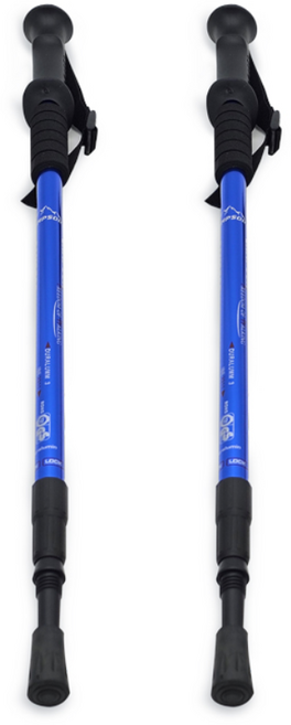 등산스틱 초경량 접이식 듀랄루민 등산지팡이 3단 일자 블랙 블루, 1세트