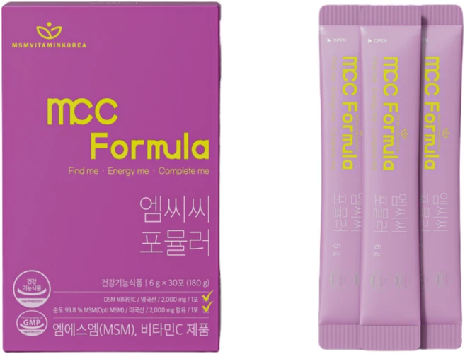 엠씨씨포뮬러 MSM과 비타민C 함유 하루 한 포로 간편하게 관절건강 면역력 강화를 경험하세요., 1박스, 180g - 쿠팡