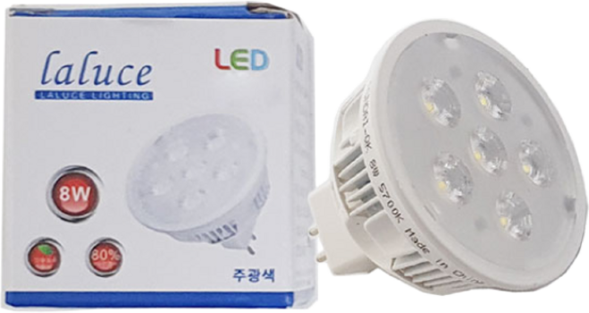 LALUCE LED MR16 12V 8W 할로겐 LED할로겐 라루체, 주광색, 1개