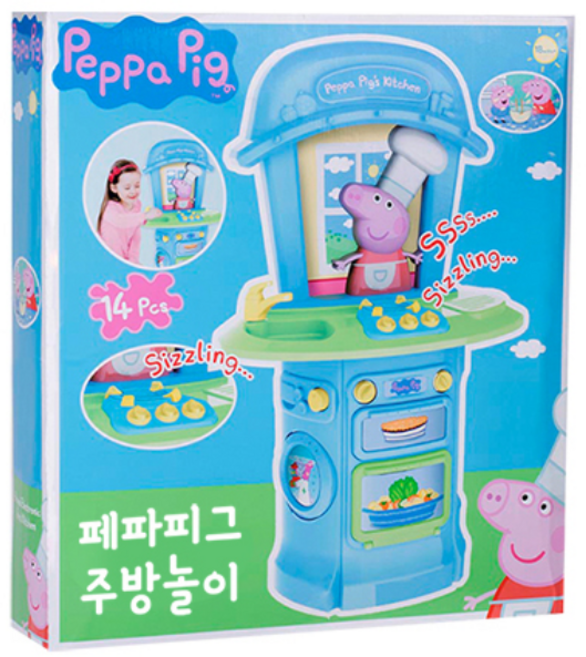 (무배)페파피그 주방놀이 대형 유아선물 어린이날선물 소꿉놀이 주방 보글보글 사운드, 1개
