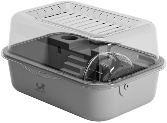 딩동펫 풀인원 햄스터 케이지 하우스 B타입, 그레이, 1개