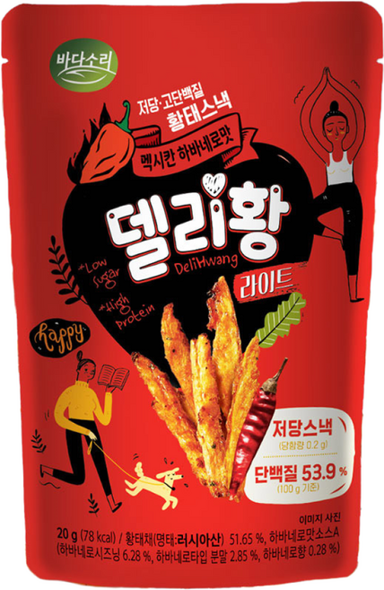 고단백(10g) 저당 매운 델리황 2종 (매운맛3개+하바네로맛3개) 라이트 황태스낵, 6개, 20g