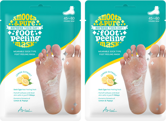 아리얼 스무스 앤 퓨어 풋 필링 마스크, 2개입, 2개, 68g