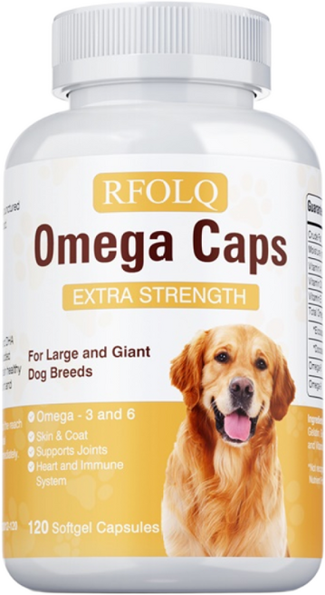 대형견용 오메가-캡스 고강도 - 건강하고 윤기 있는 피부와 털을 위해 처방되며 과도한 털갈이를 줄이고 면역 체계 지원을 위한 오메가 3를 함유하고 있으며 투여가 간편합니다., 2개, 120정