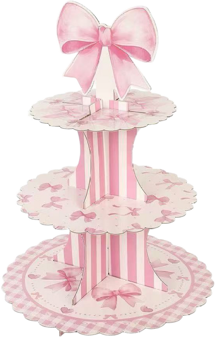 컵케이크 스탠드 종이 트레이 홈파티 생일 파티용품 거치대 파티데코, 1세트, 핑크