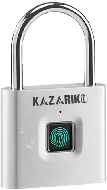 카자리코 지문 인식 자물쇠 여행 사물함 열쇠 도어 문 잠금장치 핸디락 자전거 도난방지 방수 C-Type 충전, 실버, 1개