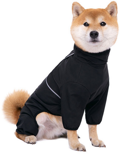 하니펫 반려동물 중형견 대형견 레인코트 올인원 우비, 1개, 블랙