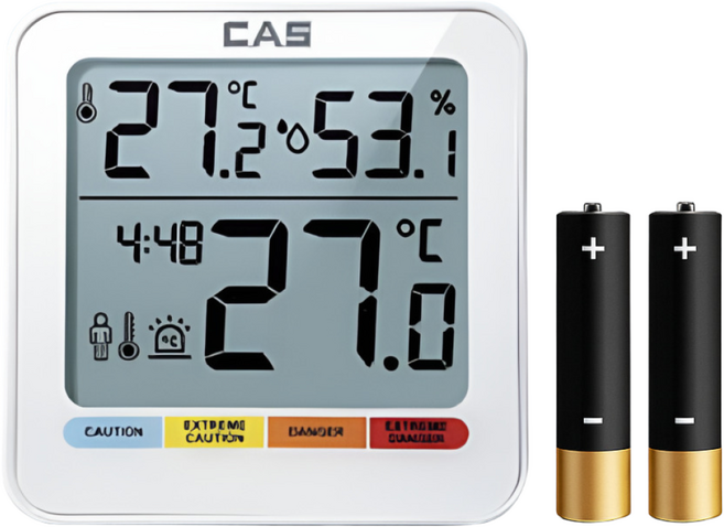 카스 CAS 디지털 체감온도계 온습도계 T700 4단계 고온정보 경보음, 화이트, 1개