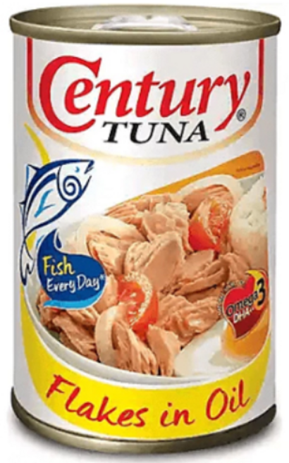 필리핀 센츄리 투나 참치캔 플레익스 인 오일 155g Century Tuna flakes in oil, 1개