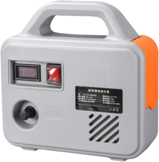 Apnoo 충전식 소형 양수기 농업용 가정용 미니 휴대용 양수기 무선 소형 워터펌프 회색 본품+5단 리튬배터리+10m 배수관, 1개