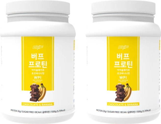 버프 프로틴 아이솔레이트 WPI 100% 유청 단백질 보충제 파우더 초코바나나맛 1.5kg, 2개 - 쿠팡