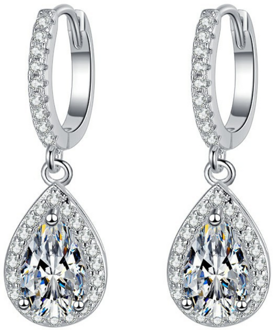 14k도금 화이트 물방울 이어링 여성 데일리 데이트 이어링 결혼 귀걸이 생일 선물 LJQ-SS0096