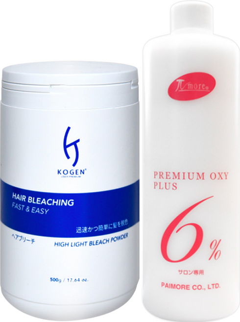 코겐 하이라이트 브리치 파우더 탈색약 500ml + 파이모아 산화제 6% 1000ml, 1개