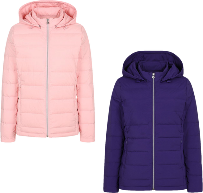 올포유 여성 경량 패딩 다운 자켓 무봉재 오리털 덕 탈부착 후드 캐주얼 다운 베이직 점퍼 2color WQDO1171