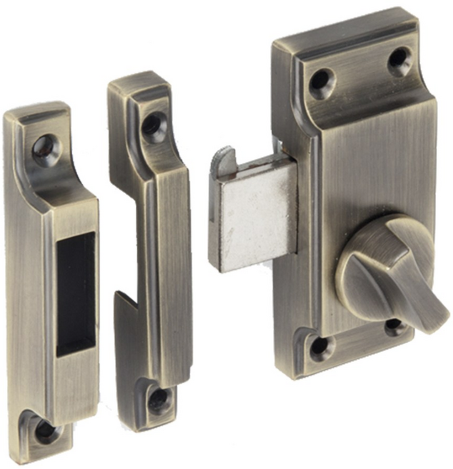 미닫이 여닫이겸용잠금장치10번616AB 40x72mm, AB엔틱, 1개