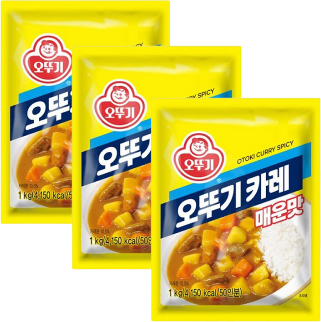 오뚜기카레 매운맛 1kg 3개 분말 과립형 대용량 업소용 식자재