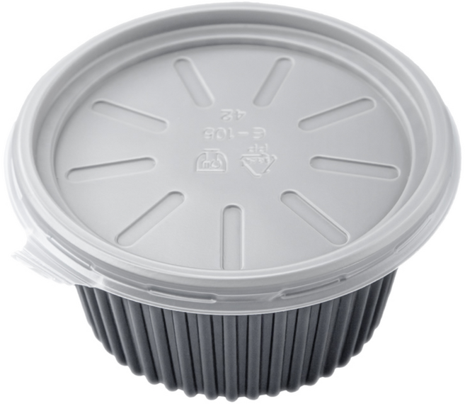 EL 국용기 105파이 주름무늬 중 270ml 흑색 1 000개 세트 일회용 배달 포장용기, 1개, 1000개