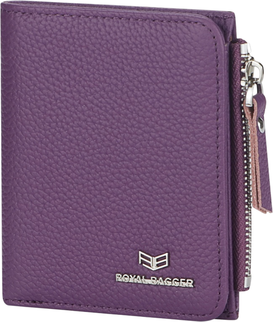 Royal Bagger 시그니처 코팅 캔버스 & 식물성 태닝 소가죽 숏 지갑 - RFID 차단 기능 여성용 슬림 바이폴드 동전 지갑 레트로하고 심플한 디자인
