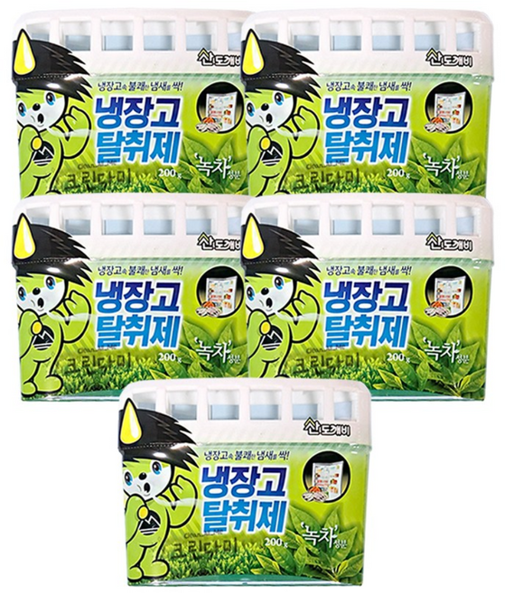 산도깨비 냉장고 탈취제 녹차성분 냉장고 냄새제거, 200g, 5개
