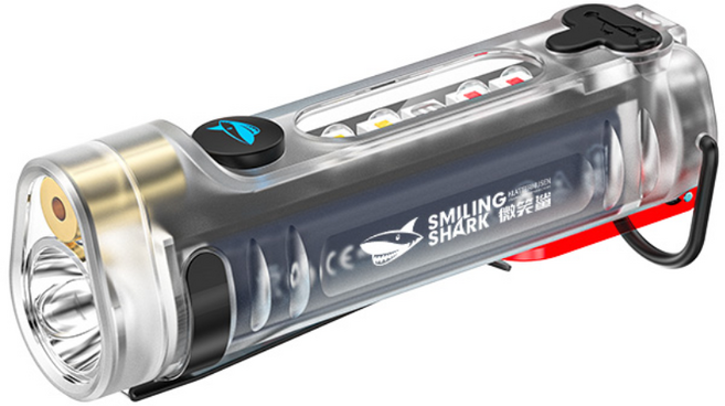 SMILING SHARK TIP-6060 多功能鑰匙扣燈 高亮度LED 內置鋰電池 堅固耐用 磁吸設計, 透明色, 1個