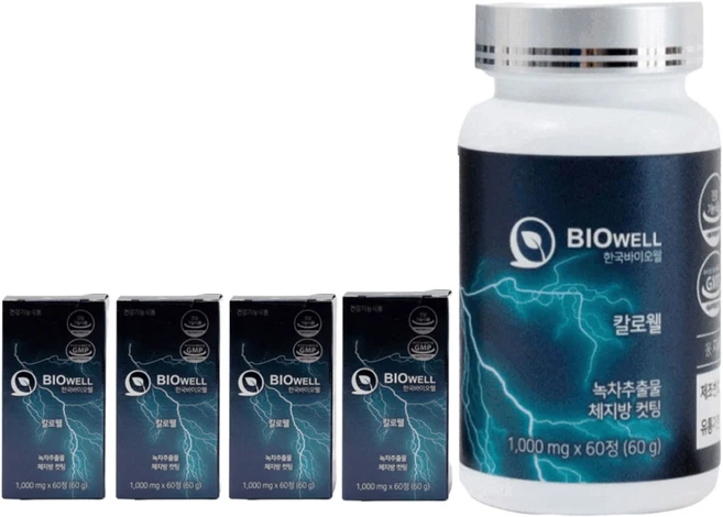칼로웰 탄수화물 체지방 컷팅제 고함량 2 000mg 카테킨 다이어트 보조제 한국바이오웰, 60정, 4개 - 쿠팡